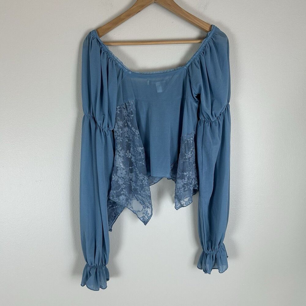 Anthropologie UO Small Fairy Babydoll Top Blouse Lace Asymmetrical Patchwork Ten - Picture 5 of 5